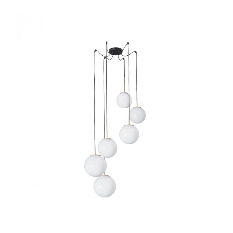 conjunto de pendentes cascata espheras milky redondo globos de 20cm ate 30cm 400cm metal vidro e madeira madelustre casa jhs