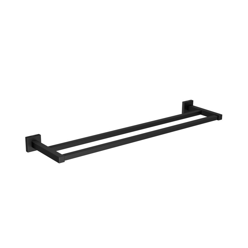 porta toalha deca barra duplo 60cm quadratta black matte