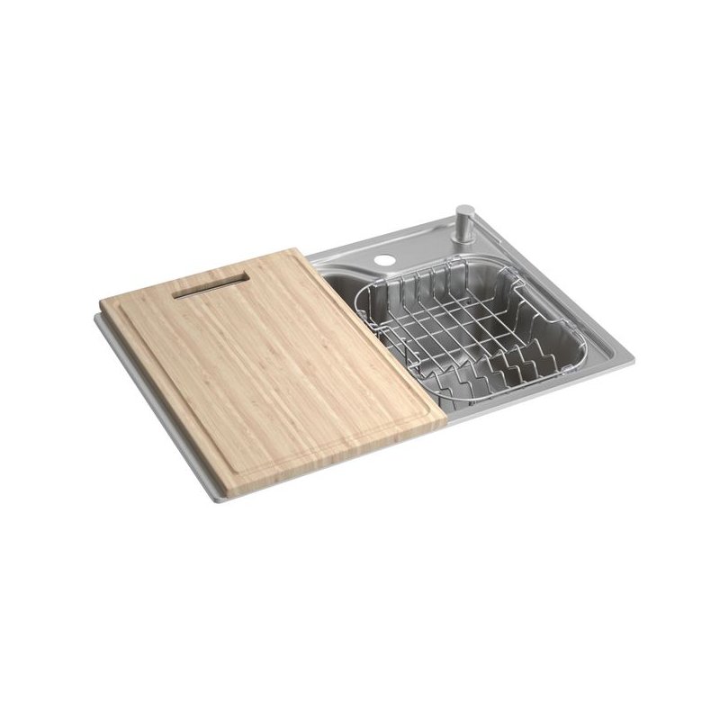 cuba de cozinha facile deca inox retangular com deck e acessorios 60x40cm deca