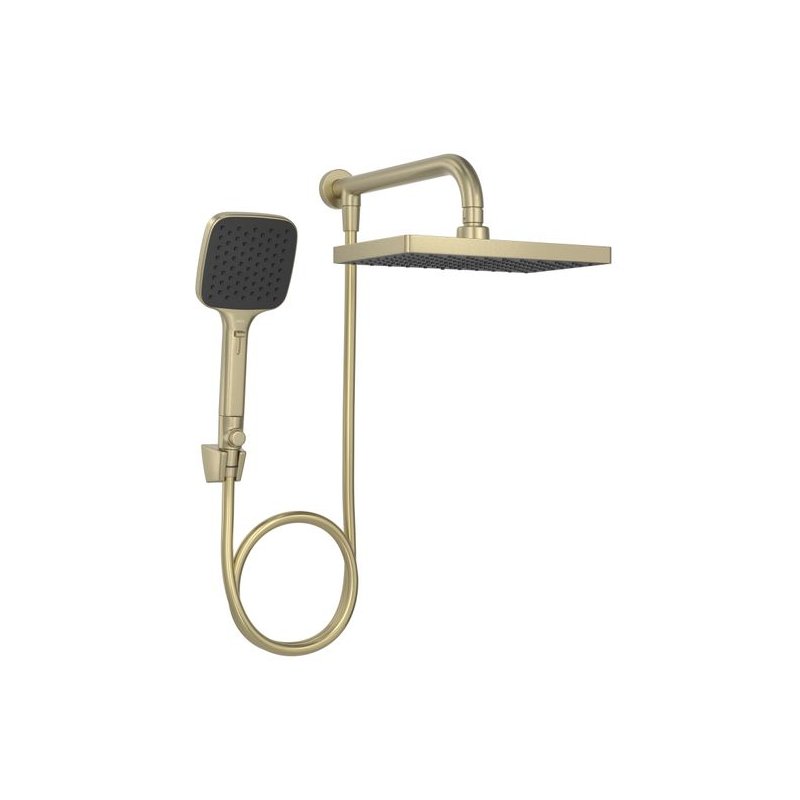 chuveiro retangular deca de parede com desviador flex max summer gold matte